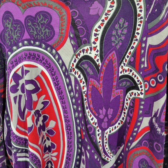 Liz Me Womens Top 3X Plus Long Sleeve Knit Purple Red Rhinestones GEO198E - Picture 6 of 8